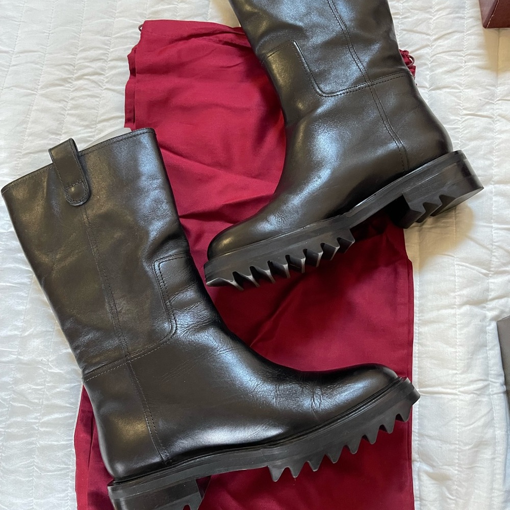 Tamara Mellon moto boots with lug sole